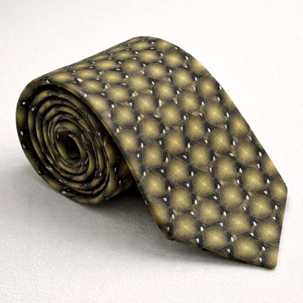 Carnaval de Venise Silk Geometric Tie Gold Black Italian Business Casual Office